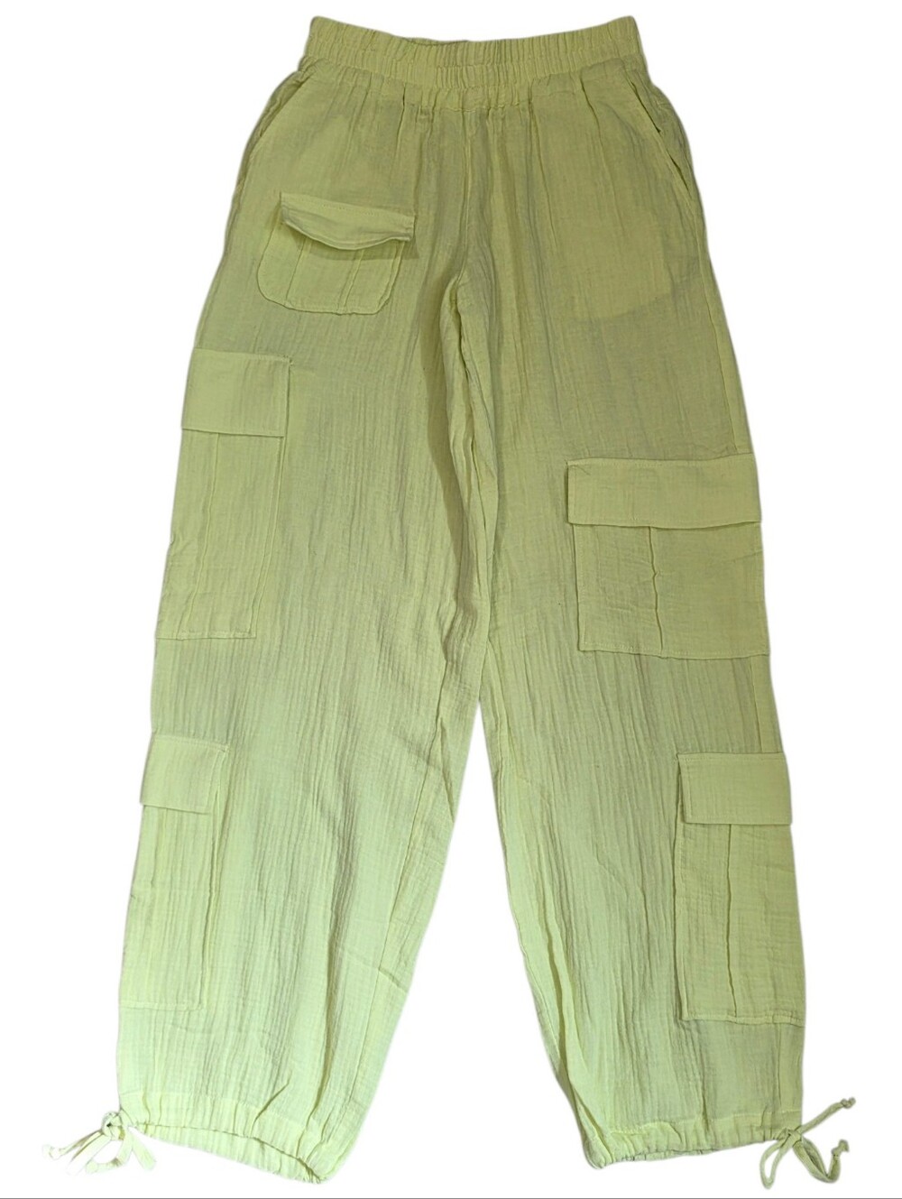 Urban Outfitters Neon Bright Yellow Cotton Cargo Baggy Lightweight Pant Size XS